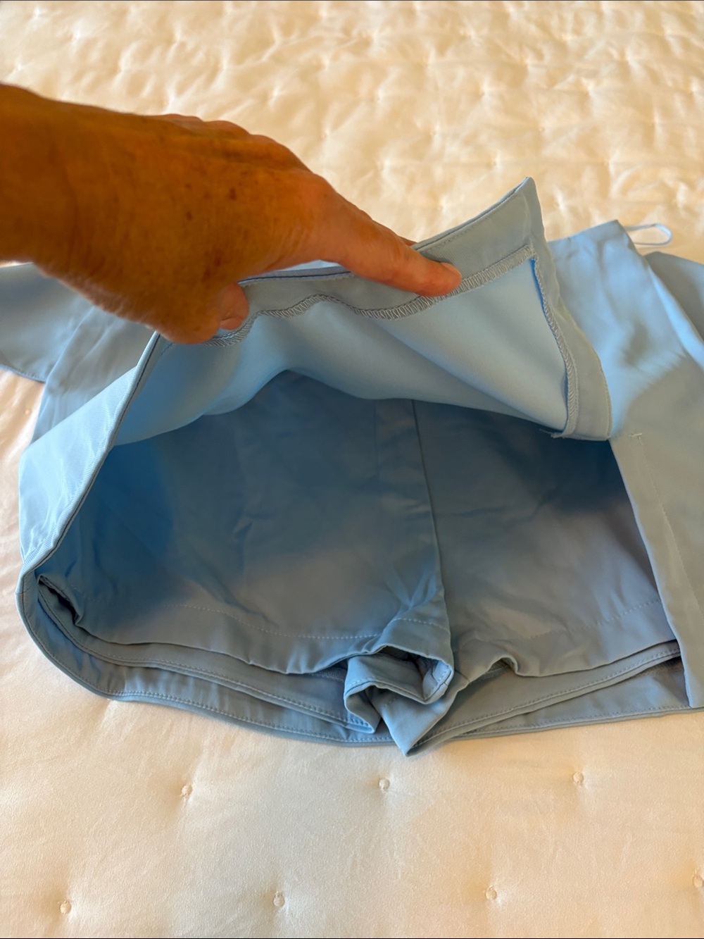 Lina Powder Blue Tie-Front Skort with Wrap Overlay - Picture 3 of 7